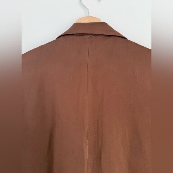 ZARA Brown Satin Linen Blazer size L - Picture 12 of 16